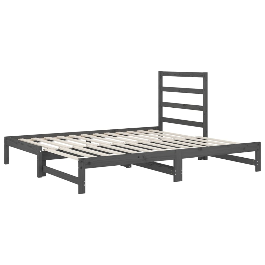 Estrutura sofá-cama de puxar 2x(90x190) cm pinho maciço cinza