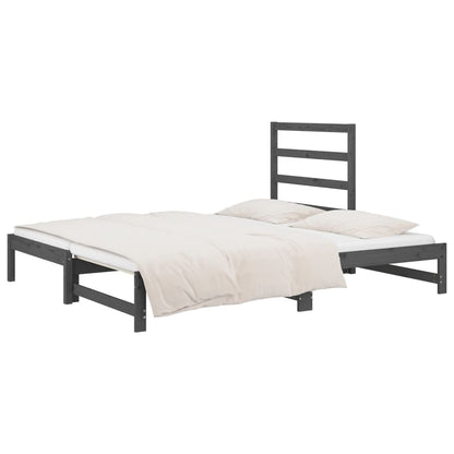 Estrutura sofá-cama de puxar 2x(90x190) cm pinho maciço cinza