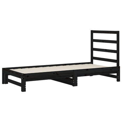 Estrutura sofá-cama de puxar 2x(90x190) cm pinho maciço preto