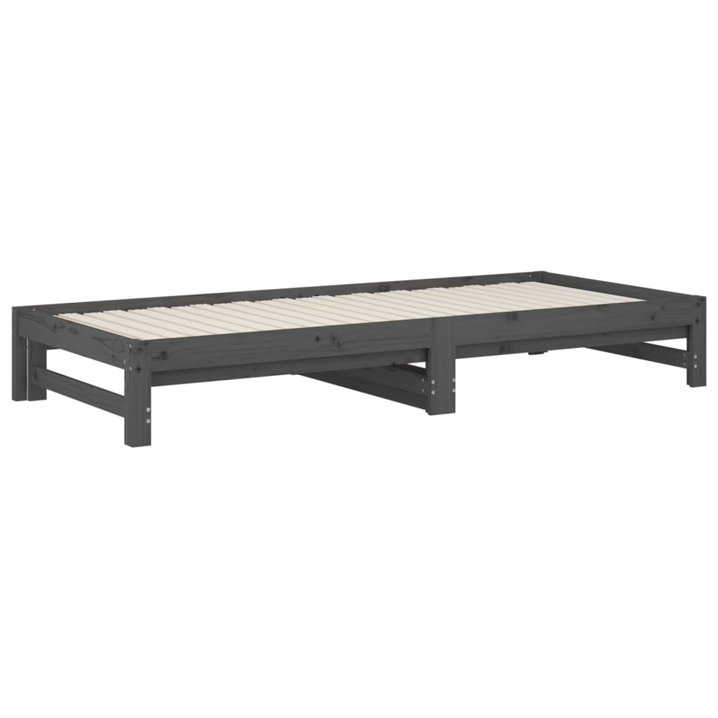 Sofá-cama de puxar 2x(90x200) cm pinho maciço cinza