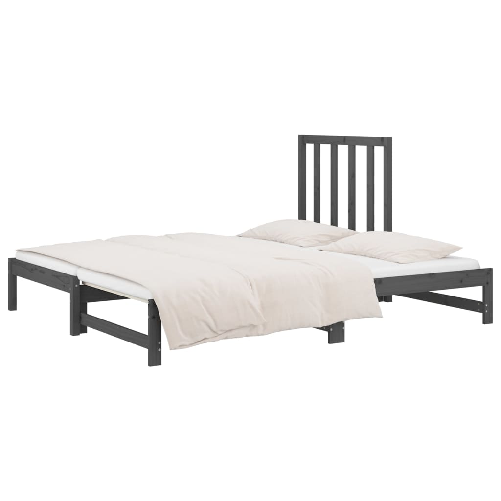 Sofá-cama de puxar 2x(90x200) cm pinho maciço cinza