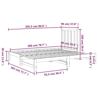 Sofá-cama de puxar 2x(90x200) cm pinho maciço cinza