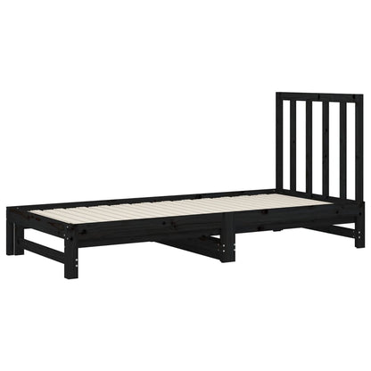 Sofá-cama de puxar 2x(90x200) cm pinho maciço preto