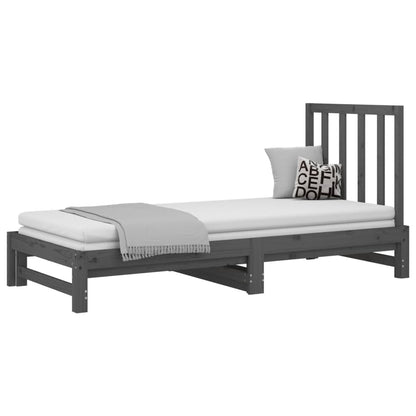 Estrutura sofá-cama de puxar 2x(90x190) cm pinho maciço cinza