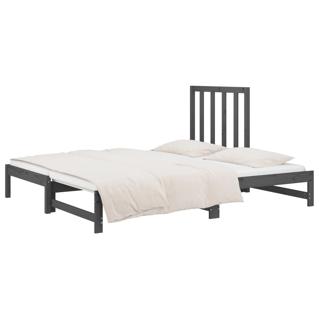 Estrutura sofá-cama de puxar 2x(90x190) cm pinho maciço cinza