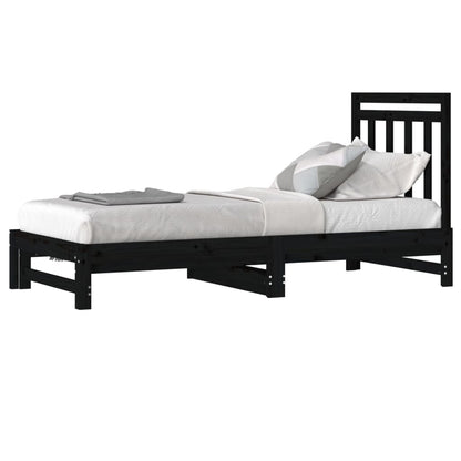 Sofá-cama de puxar 2x(90x200) cm pinho maciço preto