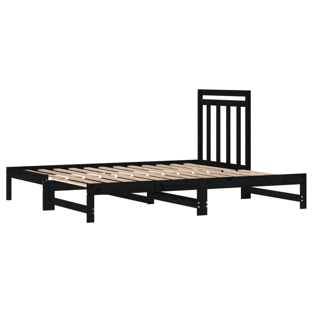 Sofá-cama de puxar 2x(90x200) cm pinho maciço preto