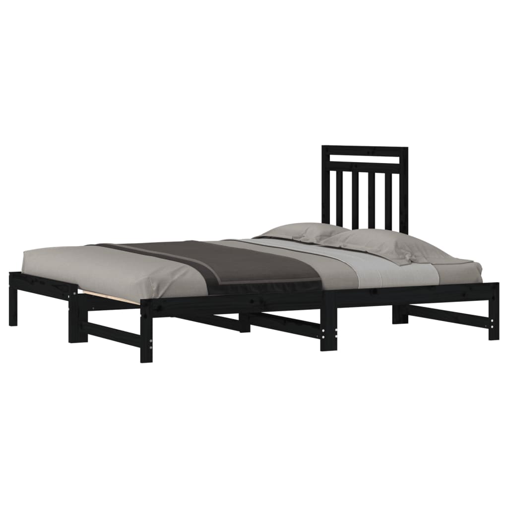 Sofá-cama de puxar 2x(90x200) cm pinho maciço preto