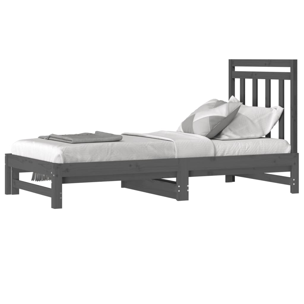 Estrutura sofá-cama de puxar 2x(90x190) cm pinho maciço cinza