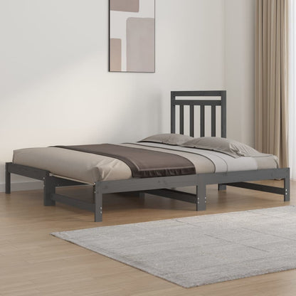 Estrutura sofá-cama de puxar 2x(90x190) cm pinho maciço cinza