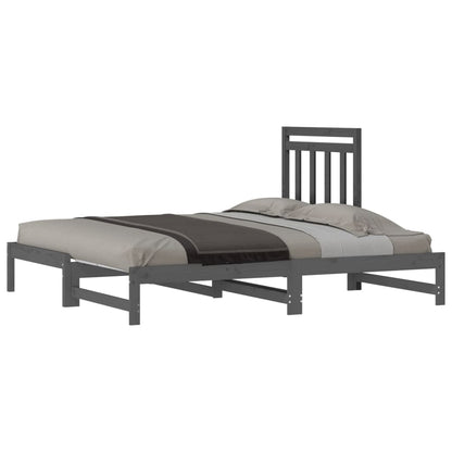 Estrutura sofá-cama de puxar 2x(90x190) cm pinho maciço cinza