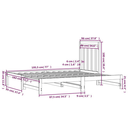 Estrutura sofá-cama de puxar 2x(90x190) cm pinho maciço cinza