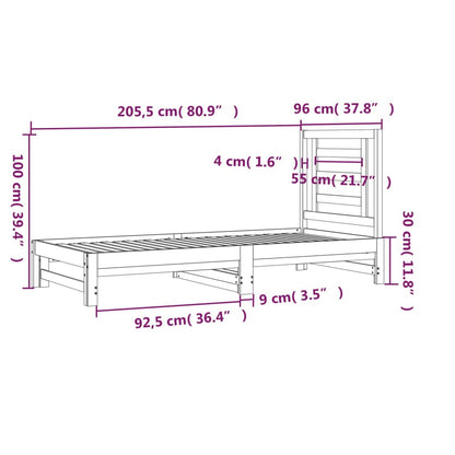 Sofá-cama de puxar 2x(90x200) cm pinho maciço branco