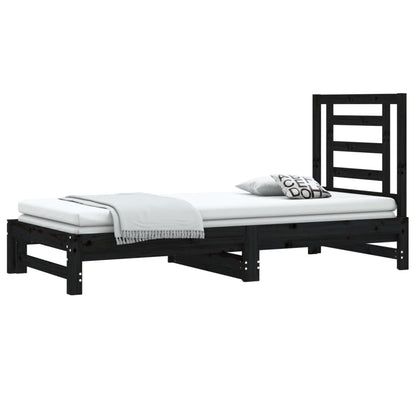 Sofá-cama de puxar 2x(90x200) cm pinho maciço preto