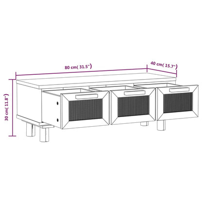 Mesa de centro 80x40x30 cm deriv. madeira/pinho maciço branco