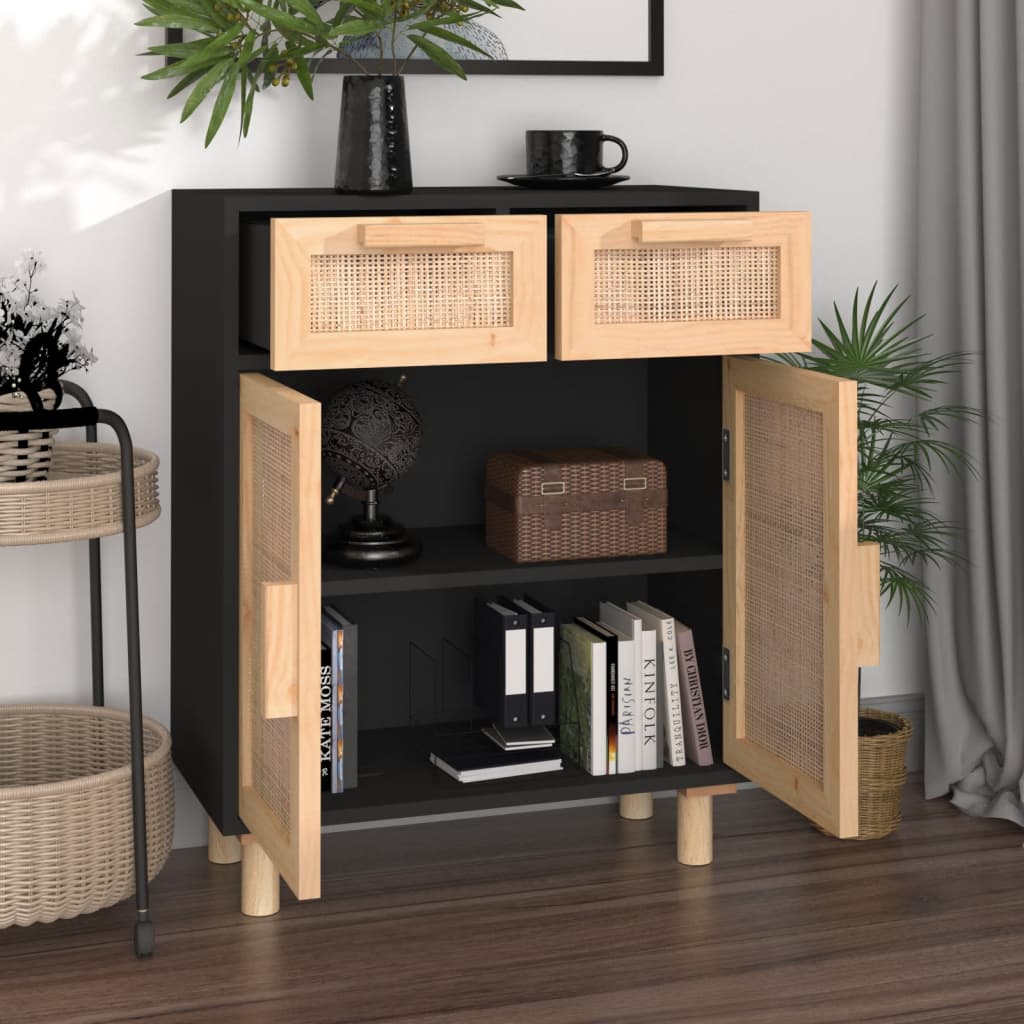 Aparador Picassa de 60 cm em Vime Natural - Preto - Design Cannage