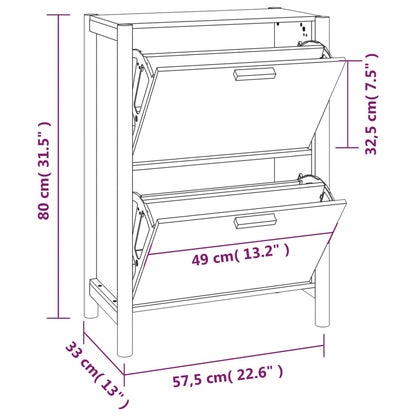 Sapateira Greta - Com 2 Compartimentos - Cor Branco - 57,5x33x80 cm - Derivados de Madeira e Pinho Maciço - Design Moderno