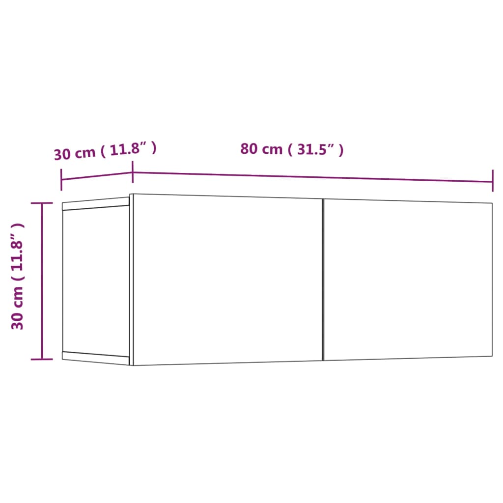 Móveis TV 4pcs 80x30x30cm derivados de madeira branco brilhante