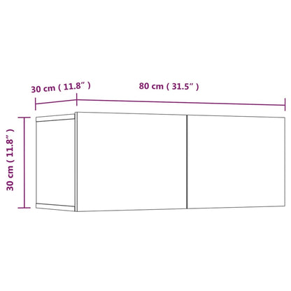 Móveis TV 4pcs 80x30x30cm derivados de madeira branco brilhante