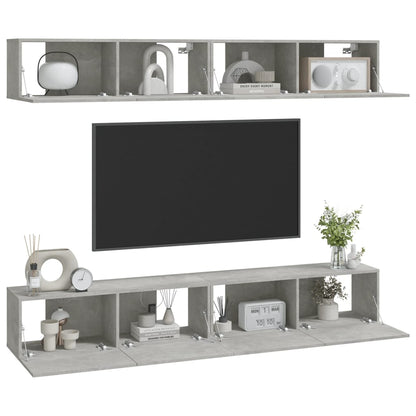 Móveis de TV para parede 4 pcs 100x30x30 cm cinza cimento