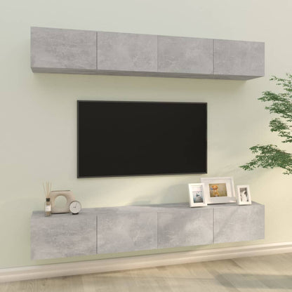 Móveis de TV para parede 4 pcs 100x30x30 cm cinza cimento