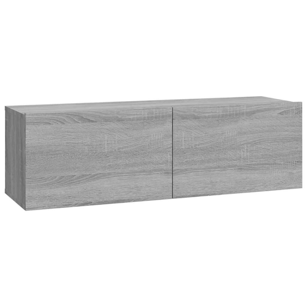 Armários de parede p/ TV 4 pcs 100x30x30 cm cinzento sonoma