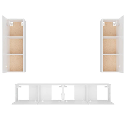 Conjunto móveis de TV 4 pcs madeira processada branco