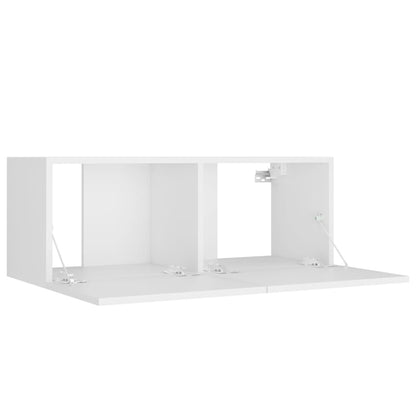 Conjunto móveis de TV 4 pcs madeira processada branco