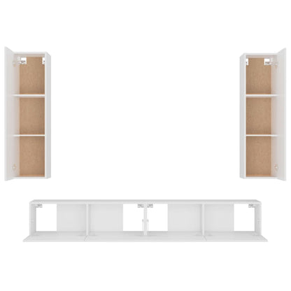 Conjunto móveis de TV 4 pcs madeira processada branco