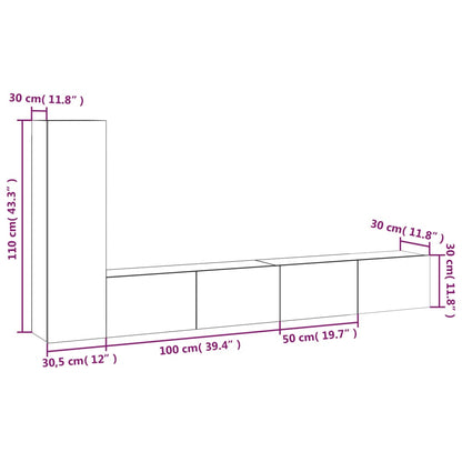 Conjunto móveis de TV 3 pcs madeira processada sonoma cinza