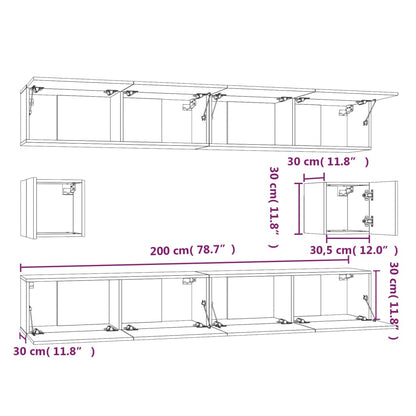 Conjunto móveis de TV 6 pcs madeira processada cinzento cimento