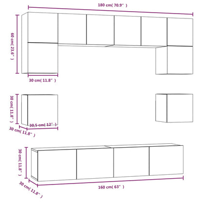 Conjunto móveis de TV 8 pcs madeira processada carvalho sonoma