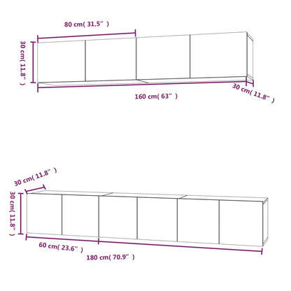 Conjunto móveis de TV 5 pcs madeira processada branco