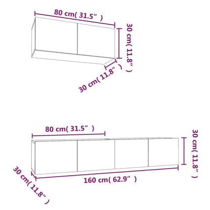 Conjunto móveis de TV 3 pcs madeira processada sonoma cinza