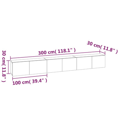 Conjunto móveis de TV 3 pcs madeira processada sonoma cinza