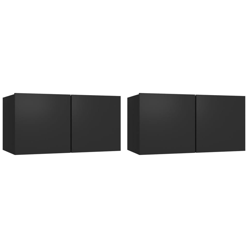 Conjunto móveis de TV 4 pcs madeira processada preto