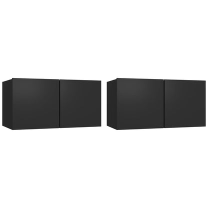 Conjunto móveis de TV 4 pcs madeira processada preto