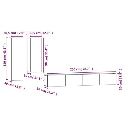 Conjunto móveis de TV 4 pcs madeira processada branco