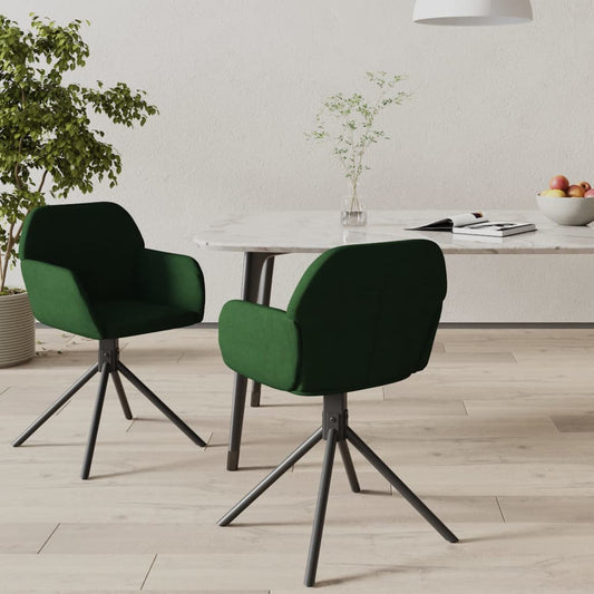 Cadeiras de jantar giratorias 2 pcs veludo verde-escuro