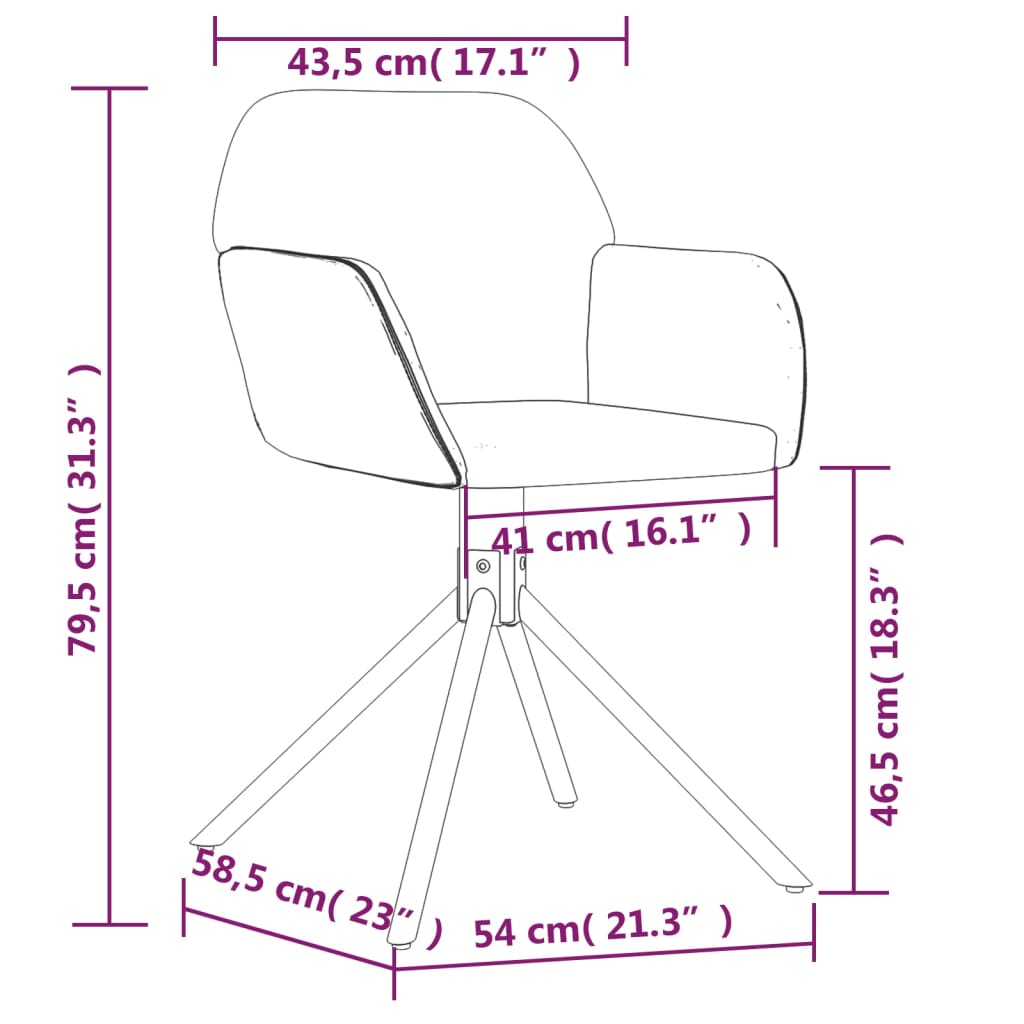 Cadeiras de jantar giratórias 2 pcs veludo rosa