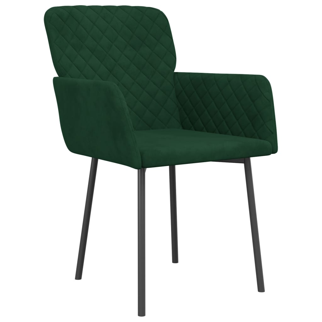 Cadeiras de jantar 2 pcs veludo verde-escuro