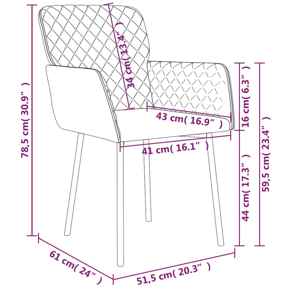 Cadeiras de jantar 2 pcs veludo castanho