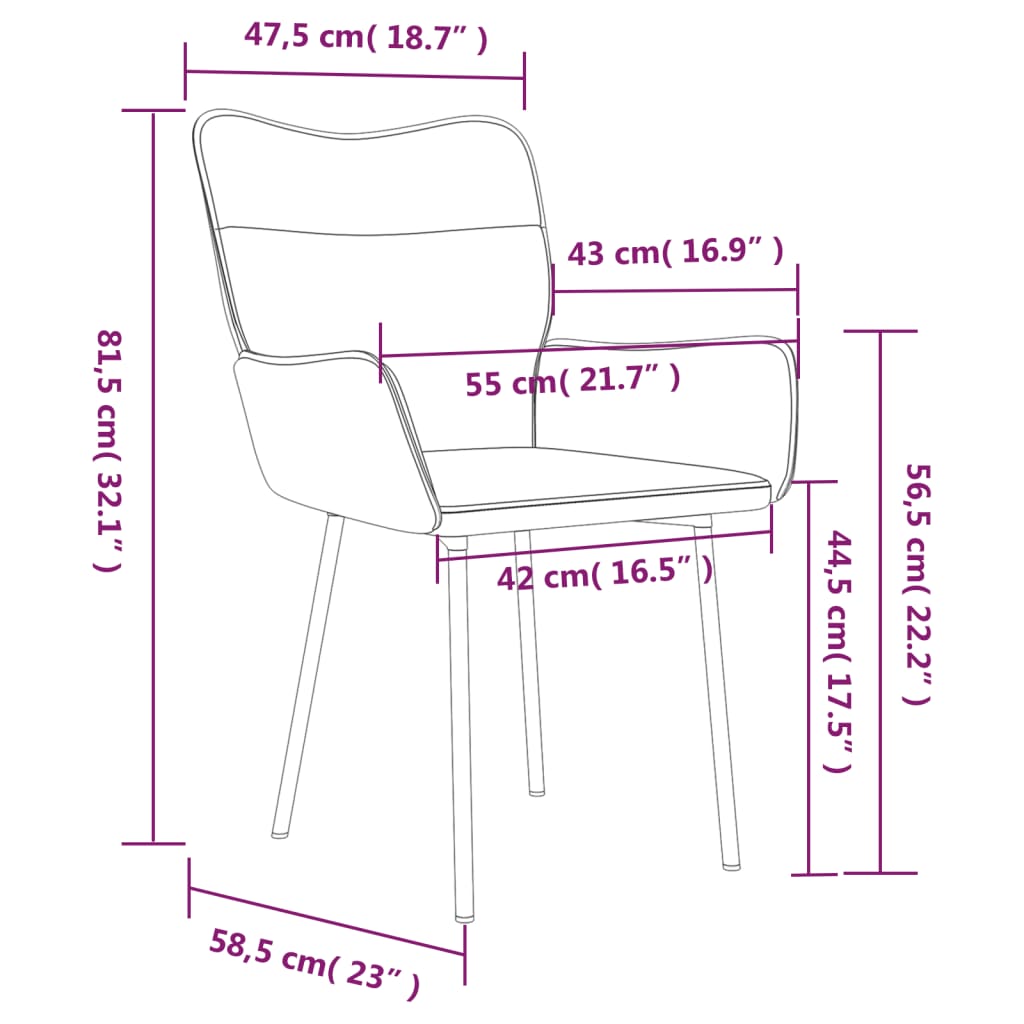 Cadeiras de jantar 2 pcs veludo cinzento-escuro