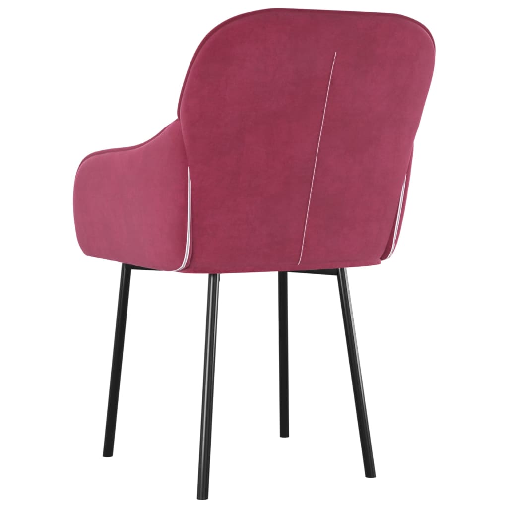 Cadeiras de jantar 2 pcs veludo vermelho tinto