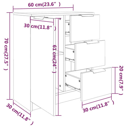 Aparadores 2 pcs 60x30x70 cm derivados de madeira branco