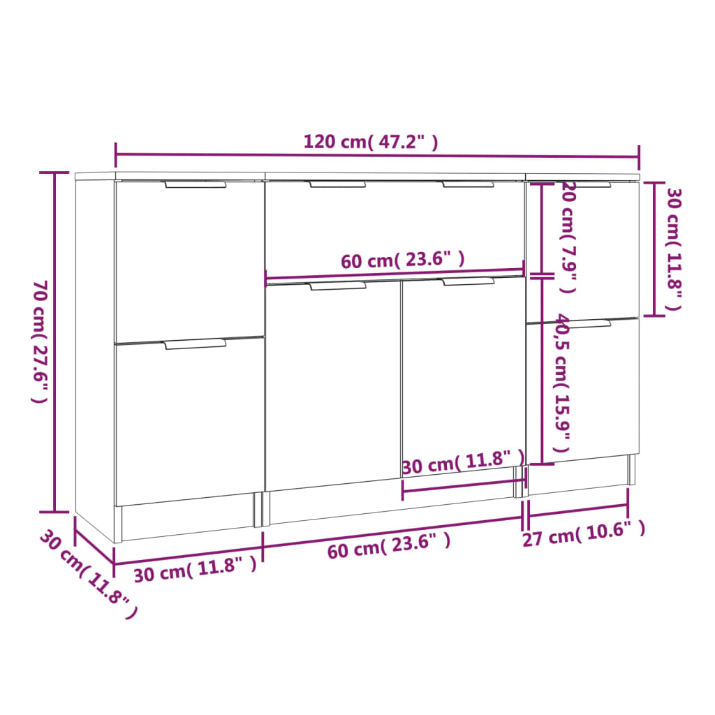 Aparador Flix de 120 cm - Preto - Design Moderno