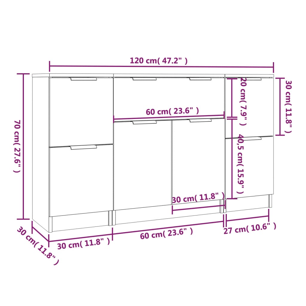 Aparador Flix de 120 cm - Carvalho - Design Moderno