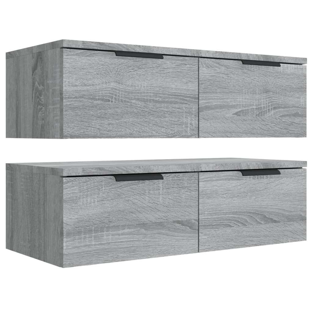 Armário parede 2pcs 68x30x20cm derivados madeira cinza sonoma