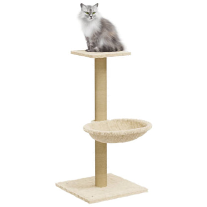 Árvore para gatos com poste arranhador sisal 74 cm cor creme