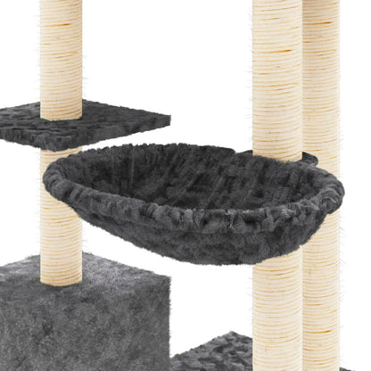 Árvore p/ gatos c/ postes arranhadores sisal 142cm cinza-escuro